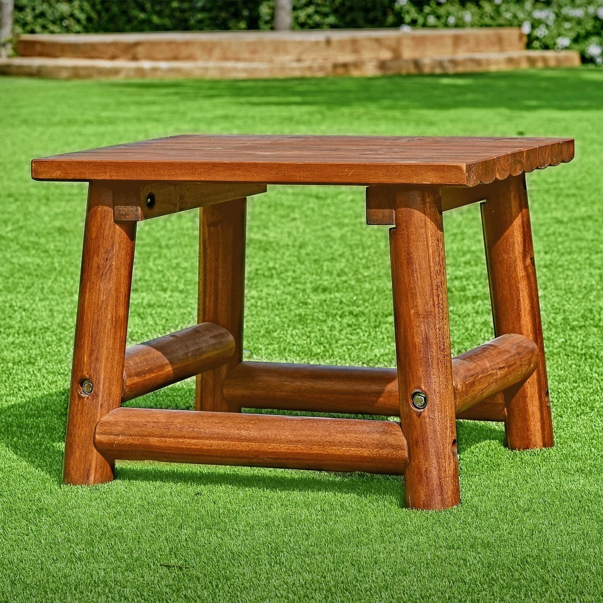 Alt View 4. Leigh Country - Leigh Country Amber Log Outdoor Patio Handcrafted Hardwood End Table, Brown - Brown.