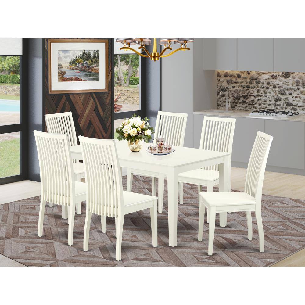 Left. East West Furniture - Dining Room Set Linen White - Brown.