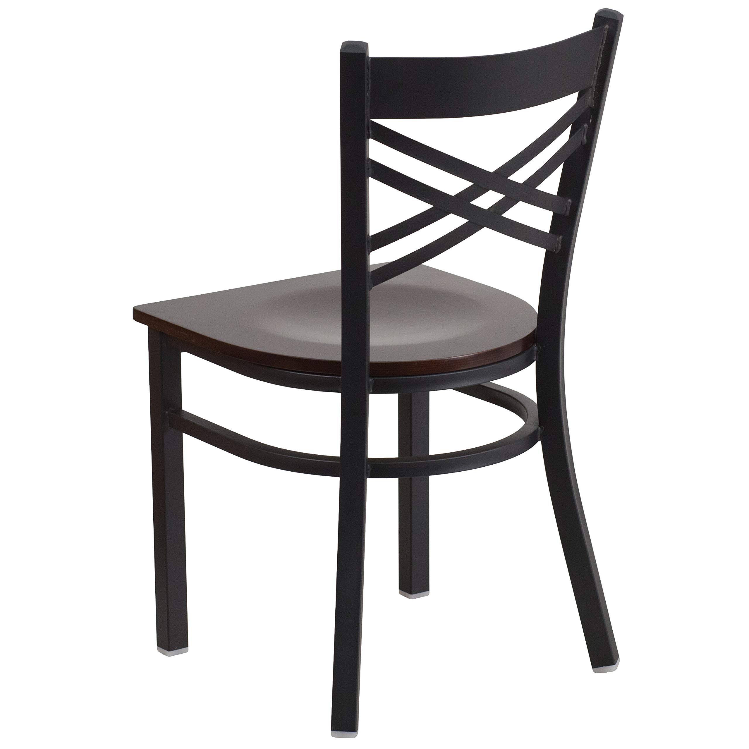 Alt View 1. JETRANSPORT - 2 Pack Hercules Series Black ''x'' Metal Restaurant Chair - Walnut Wood Seat Plywood/SteelPack of 2: If you... - Black Vinyl Seat/Black Metal Frame Set of 1.