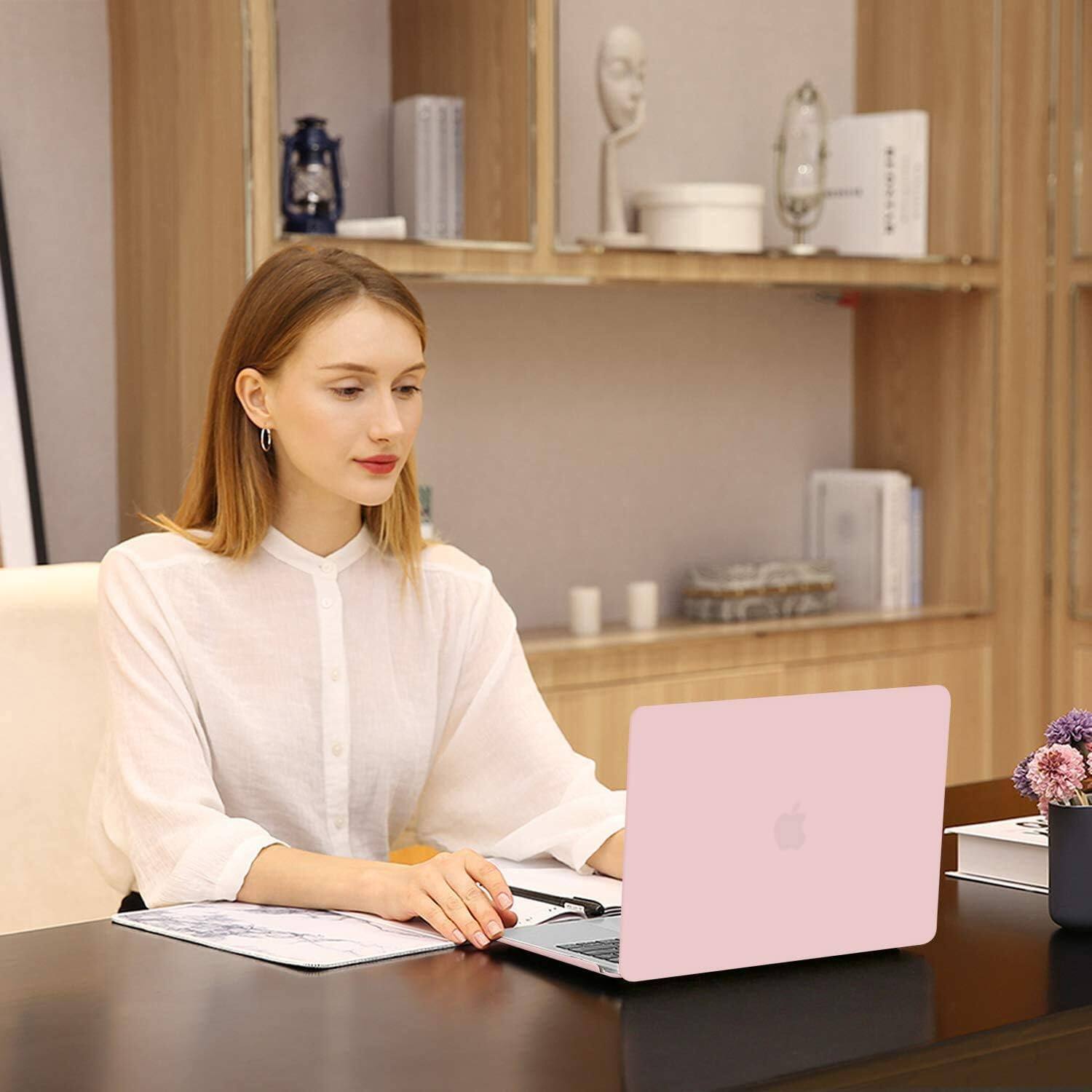 Alt View 4. mosiso - Case for MacBook Air 13 inch Case 2020 2019 2018 Release M1 A2337 A2179 A1932 with Touch ID with Keyboard Cover - Rose Quartz.
