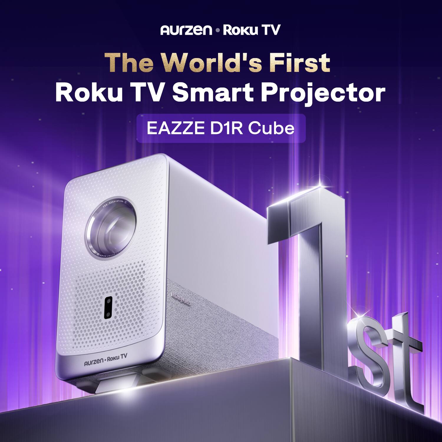 Aurzen Roku TV  
The World's First Roku TV Smart Projector  
EAZZE D1R Cube