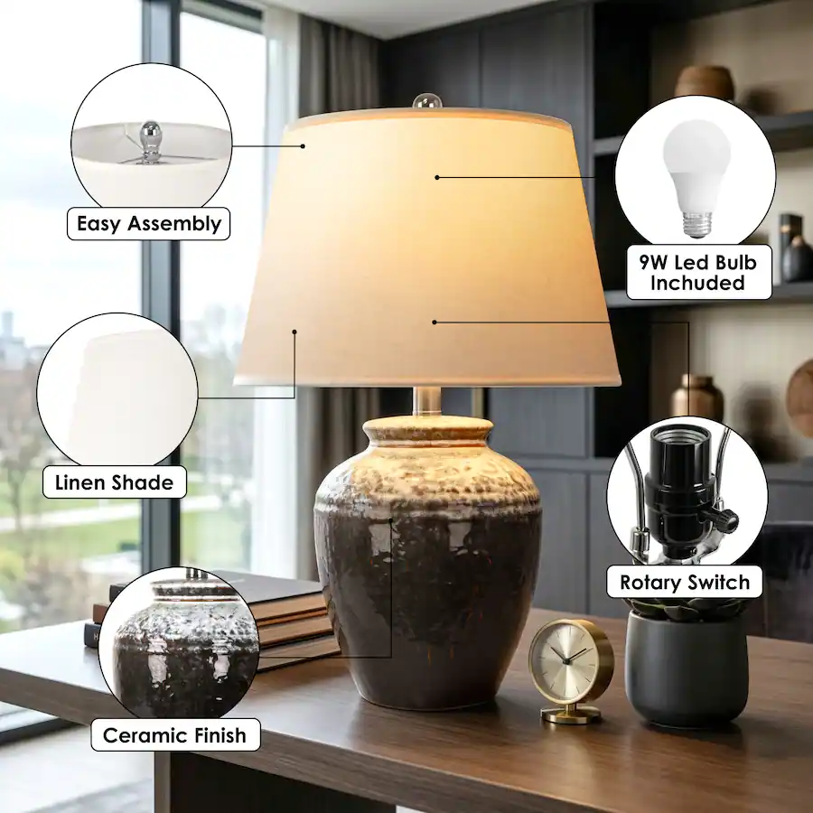 Farm Table Format partphoner Brown & White Farmhouse Ceramic Table Lamp Brown+white ...
