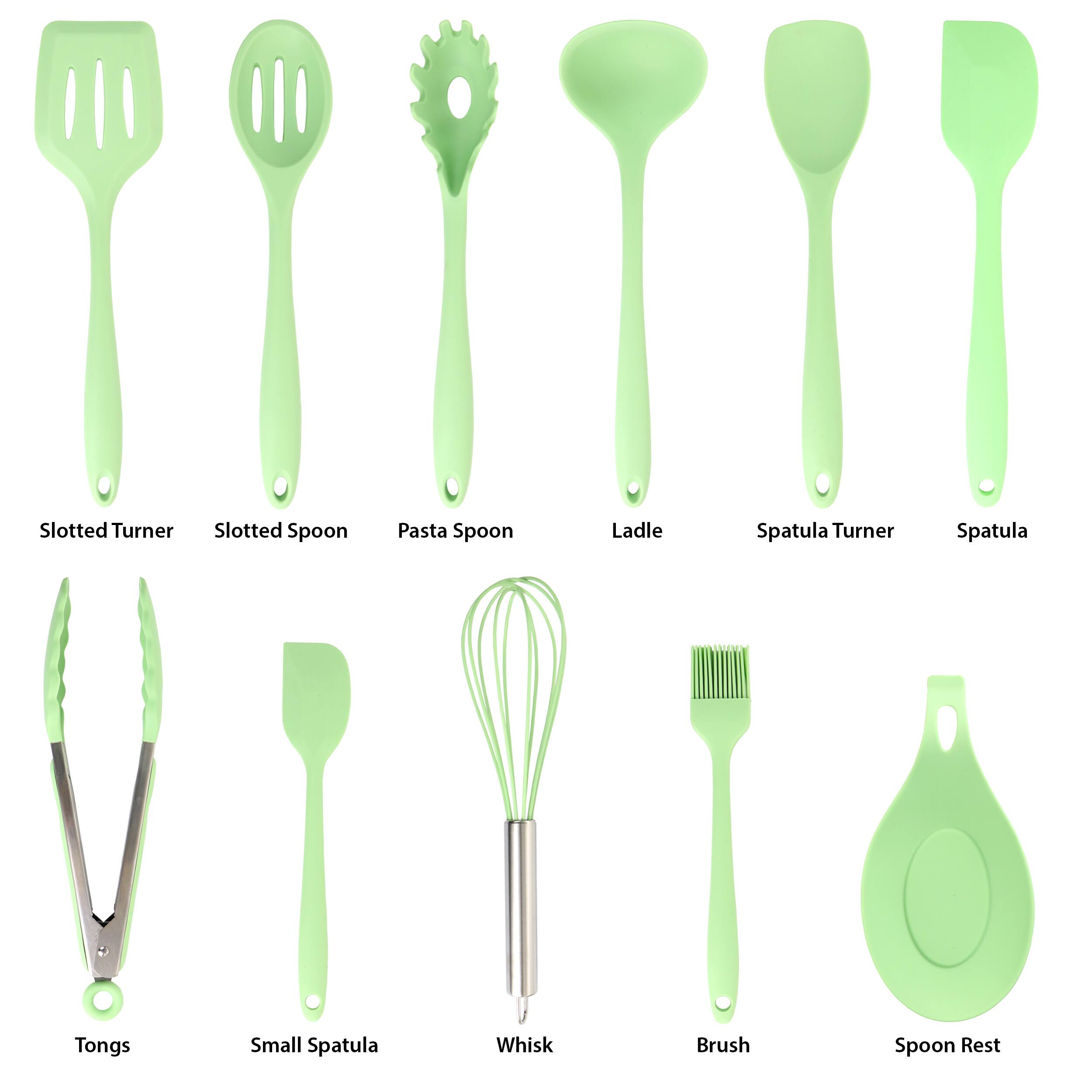 Slotted Turner, Slotted Spoon, Pasta Spoon, Ladle, Spatula Turner, Spatula, Tongs, Small Spatula, Whisk, Brush, Spoon Rest