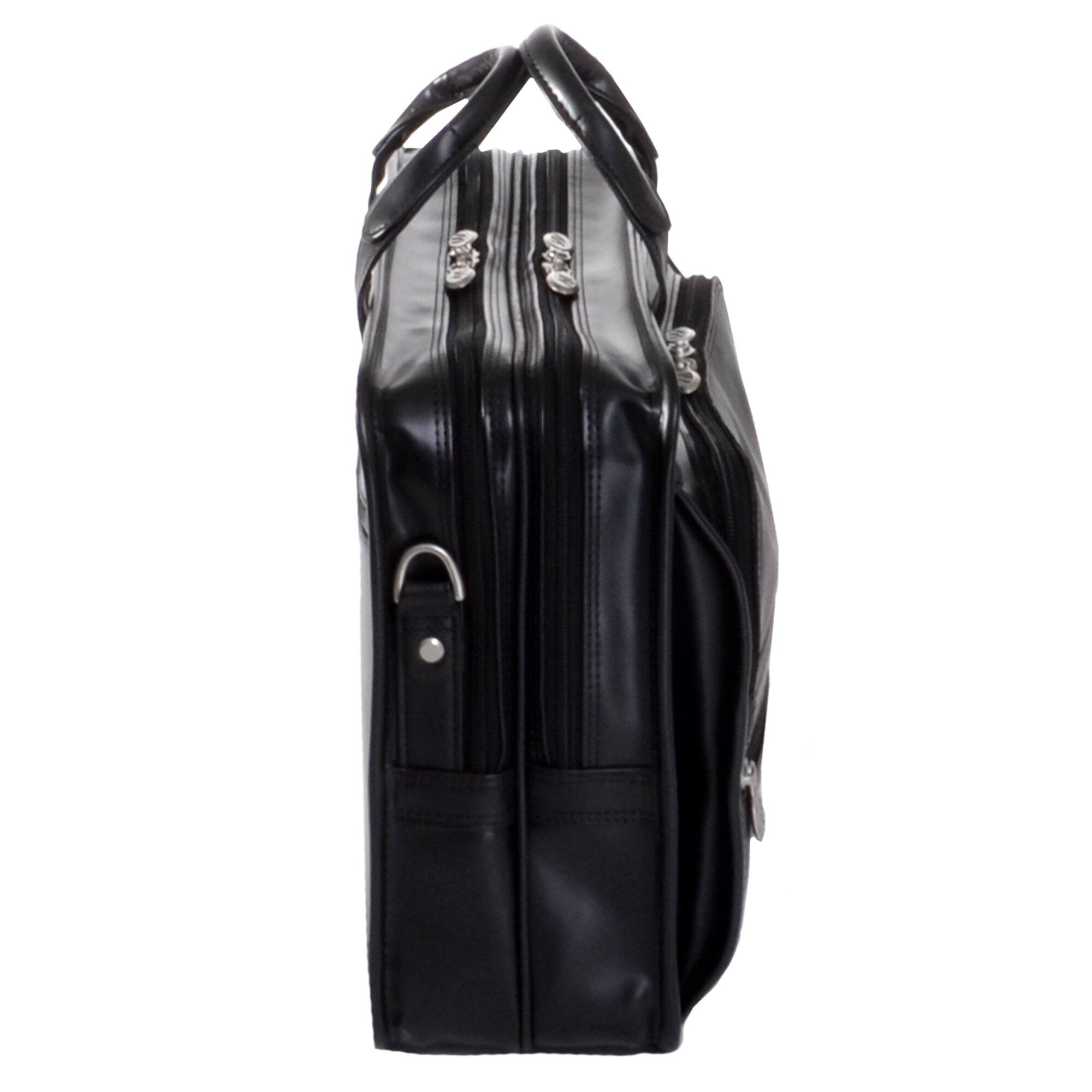 Alt View 8. McKleinUSA - 15-Inch Laptop Briefcase Top Grain Cowhide Leather Double Compartment P Series HUBBARD - Black.
