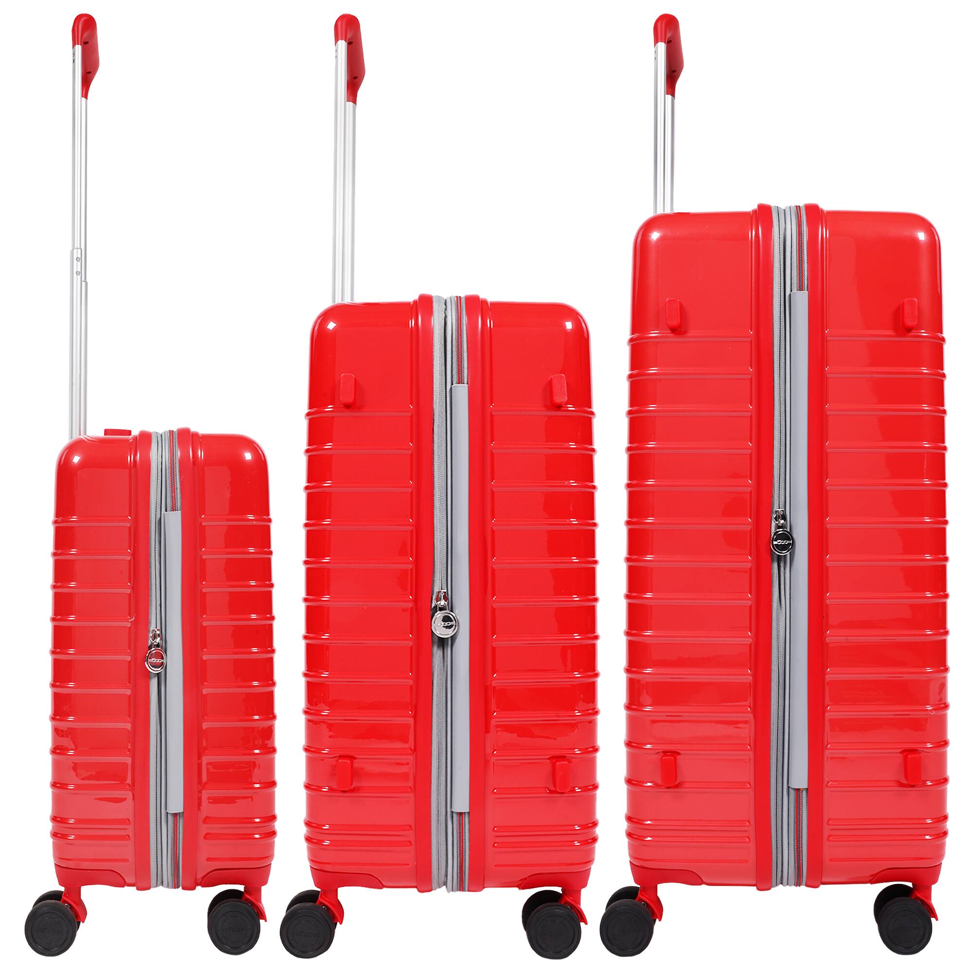 Left. Ful - 3-Piece Expandable Hardside Spinner Luggage Set – 22", 26.5", 31.5" - RED.
