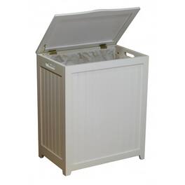 Hivvago - Solid Wood Rectangular Laundry Hamper - White