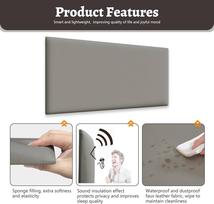 Sponge filling, extra softness and elasticity

Sound insulation effect protects privacy and improves sleep quality

Waterproof and dustproof faux leather fabric, wipe to maintain cleanliness