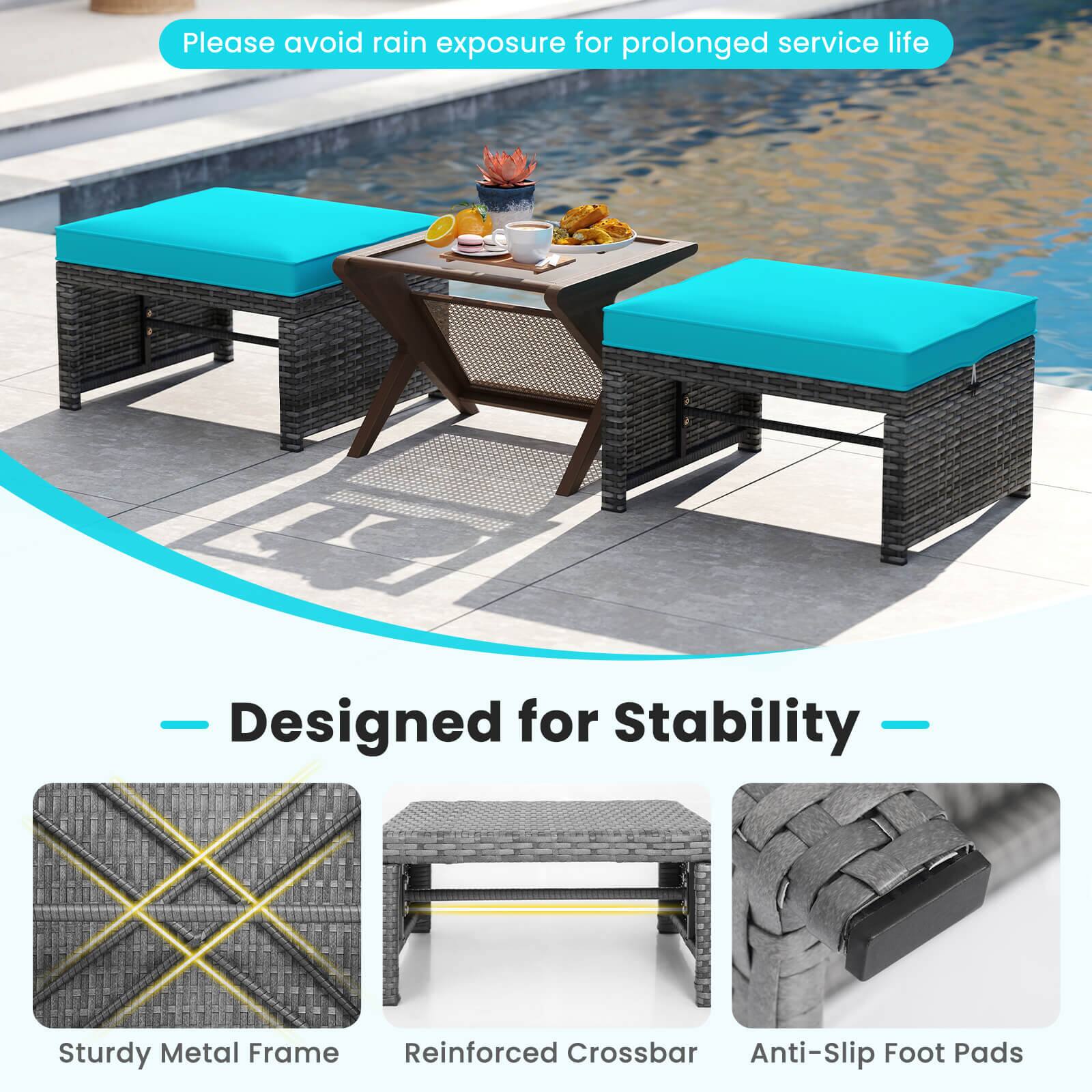 Please avoid rain exposure for prolonged service life - Designed for Stability - Sturdy Metal Frame, Reinforced Crossbar, Anti-Slip Foot Pads