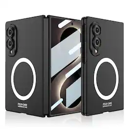 Dteck - Ultra Thin Mag Safe Case for Samsung Galaxy Z Fold8 with Tempered Glass Screen Protector,Slim Hard PC Non-Slip Cover - Black