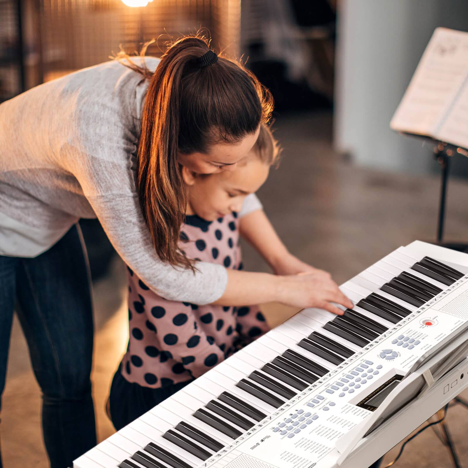 Alt View 1. Costway - Costway 61-Key Electronic Keyboard Piano with 350 Rhythms 350 Timbres 50 Demo Songs - White.