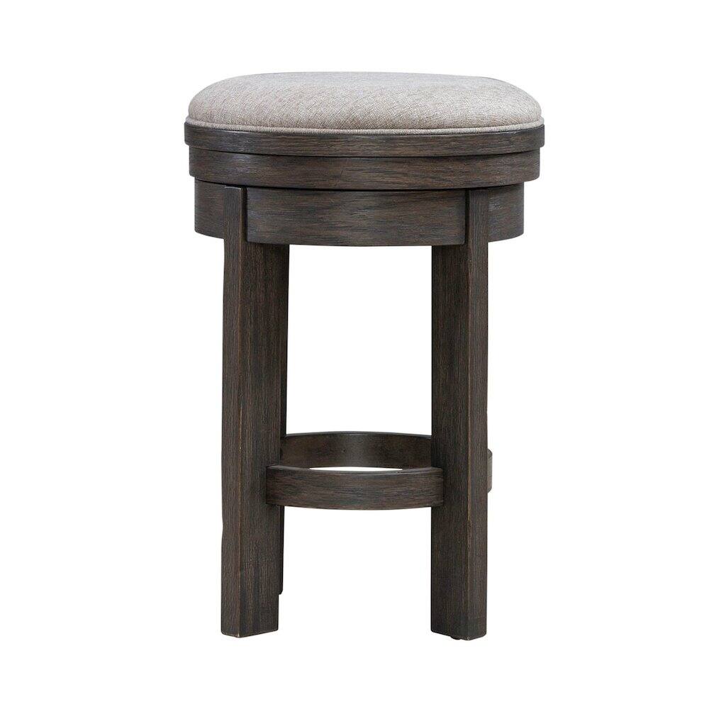 Back. Liberty Furniture Industries - Lennox Hill Upholstered Swivel Console Stool - Counter Height 26 Inches - Bark Brown.