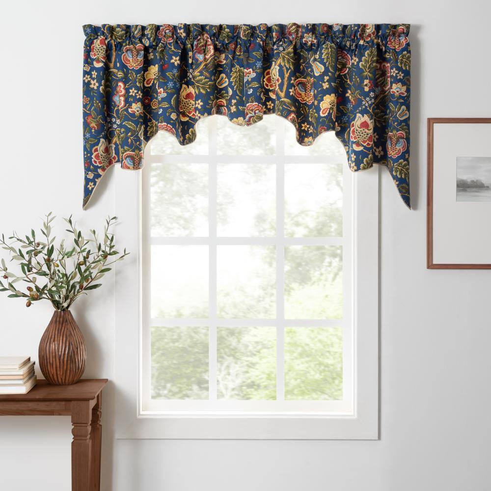 Angle. Ellis Curtain - Ellis Curtain Regency Swag Shaped 3" Rod Pocket Valances for Windows 100" x 30" Navy - Navy.