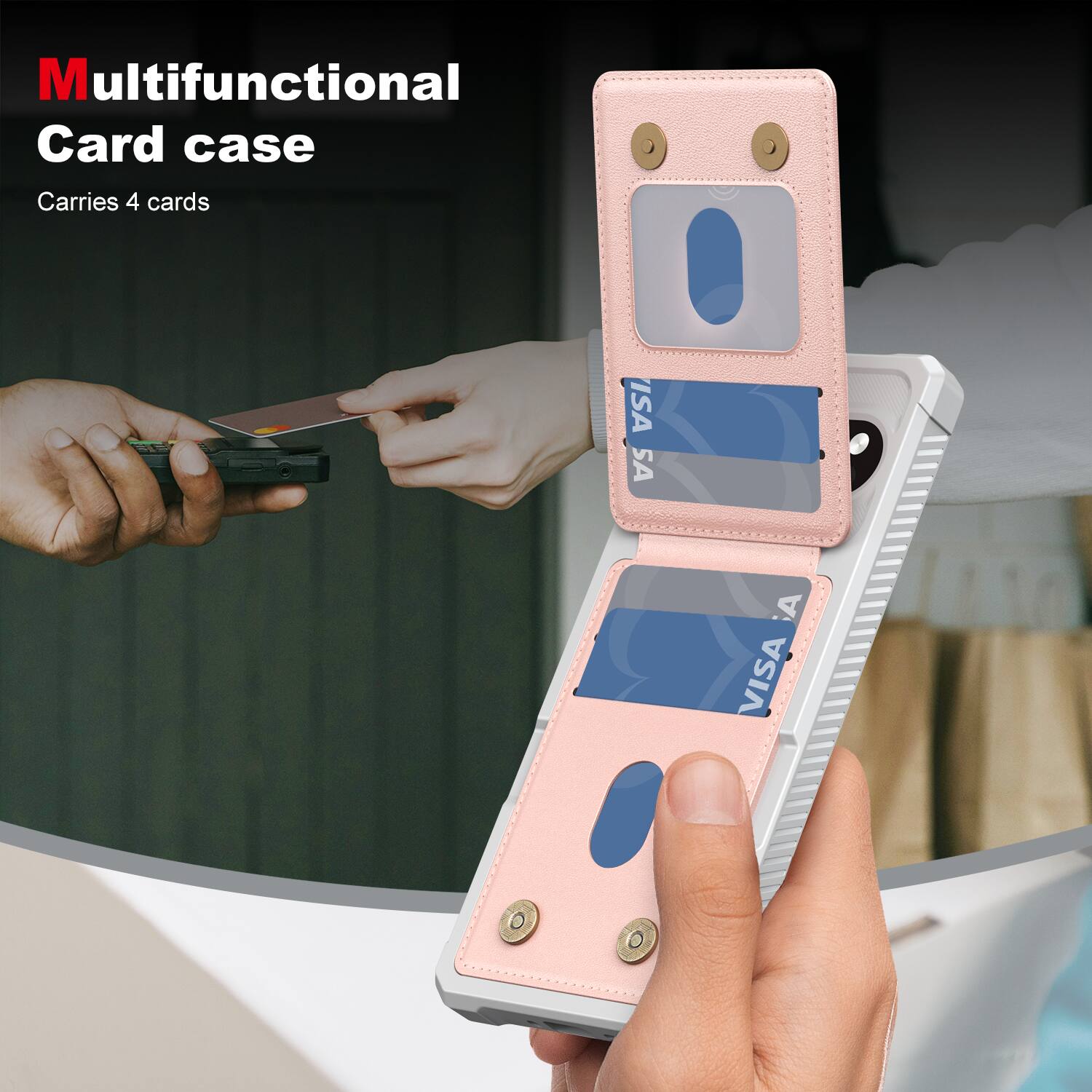Multifunctional Card case  
Carries 4 cards