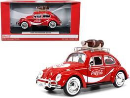 Motorcity Classics - 1966 Volkswagen Beetle Enjoy Coca-Cola with Roof Rack and Accessories 1/24 Diecast Model Car by Motor City Classics - Red