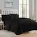 Front. Sweet Home Collection - All Season Reversible Bed-in-A-Bag Solid Color Comforter & Sheet Set, Full - Black.