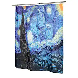 Carnation Home Fashions - "The Starry Night" Museum Collection 100% Polyester Fabric Shower Curtain - 70" x 72" - Multi