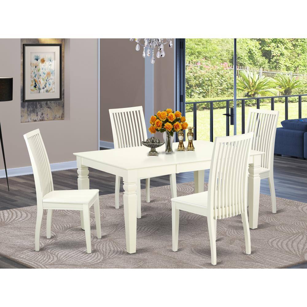 Left. East West Furniture - Dining Room Set Linen White - Brown.