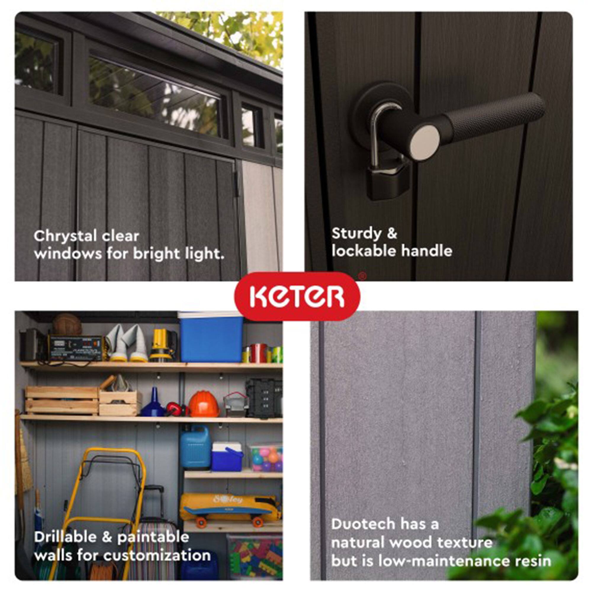 Keter Artisan 9x7 Foot Large Outdoor Shed with Floor with Modern