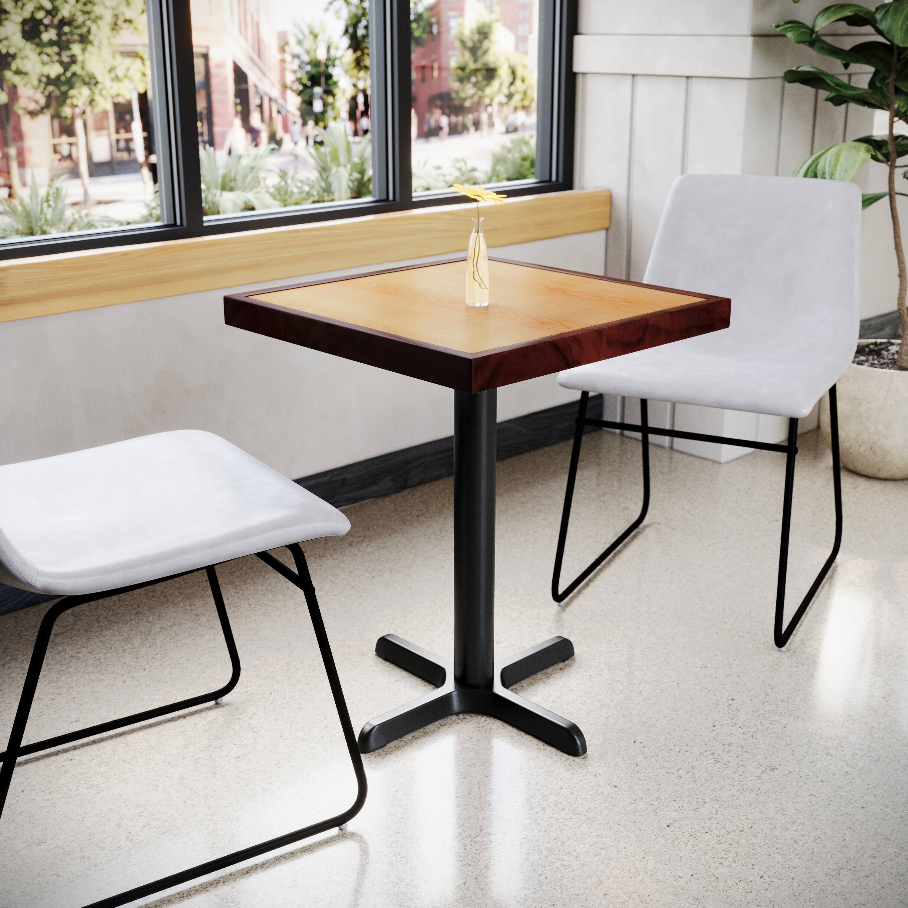 Alt View 1. Emma + Oliver - 24" Square 2-Tone High-Gloss Resin Table Top with 2" Thick Drop-Lip - Cherry/Mahogany.