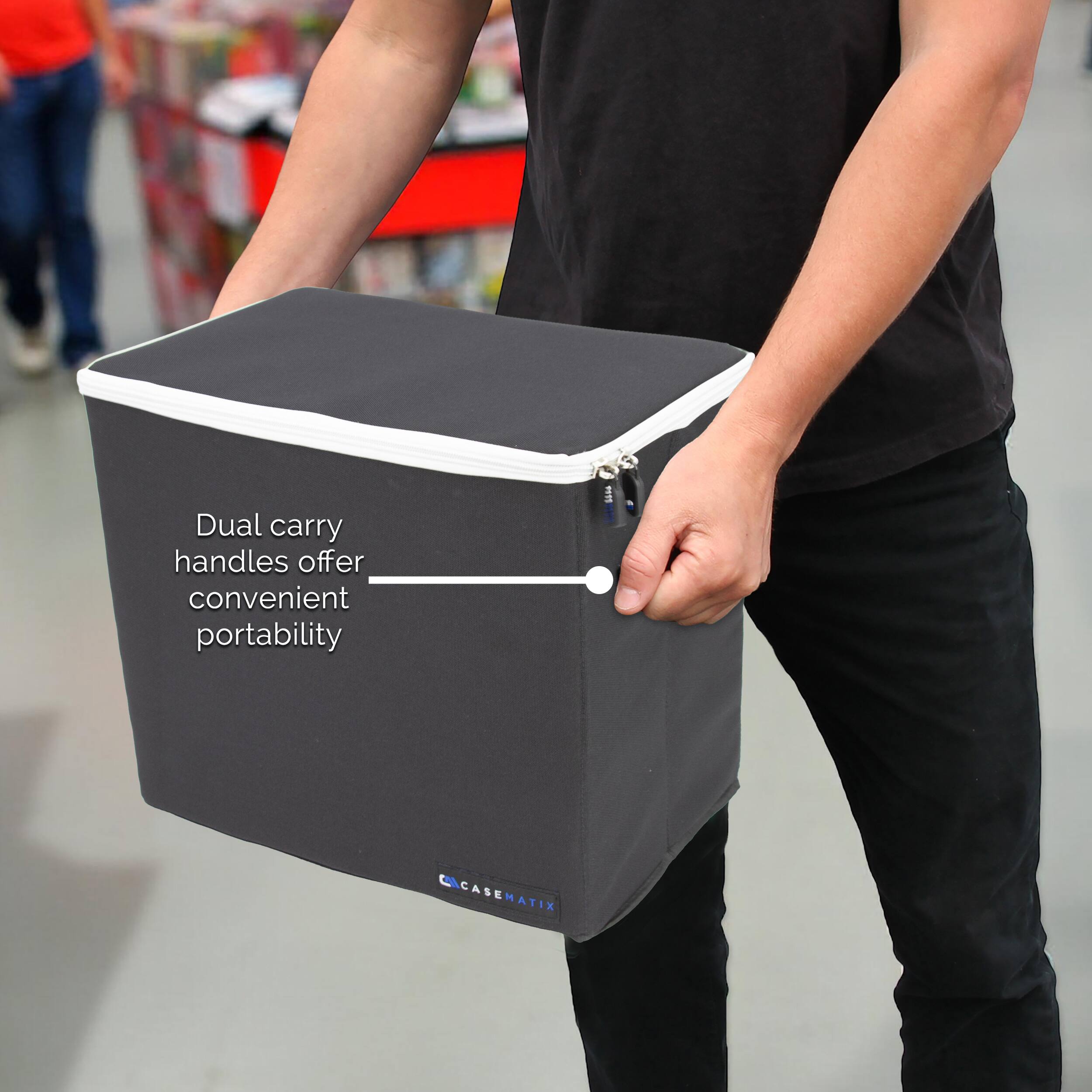 Dual carry handles offer convenient portability  
CASEMATIX
