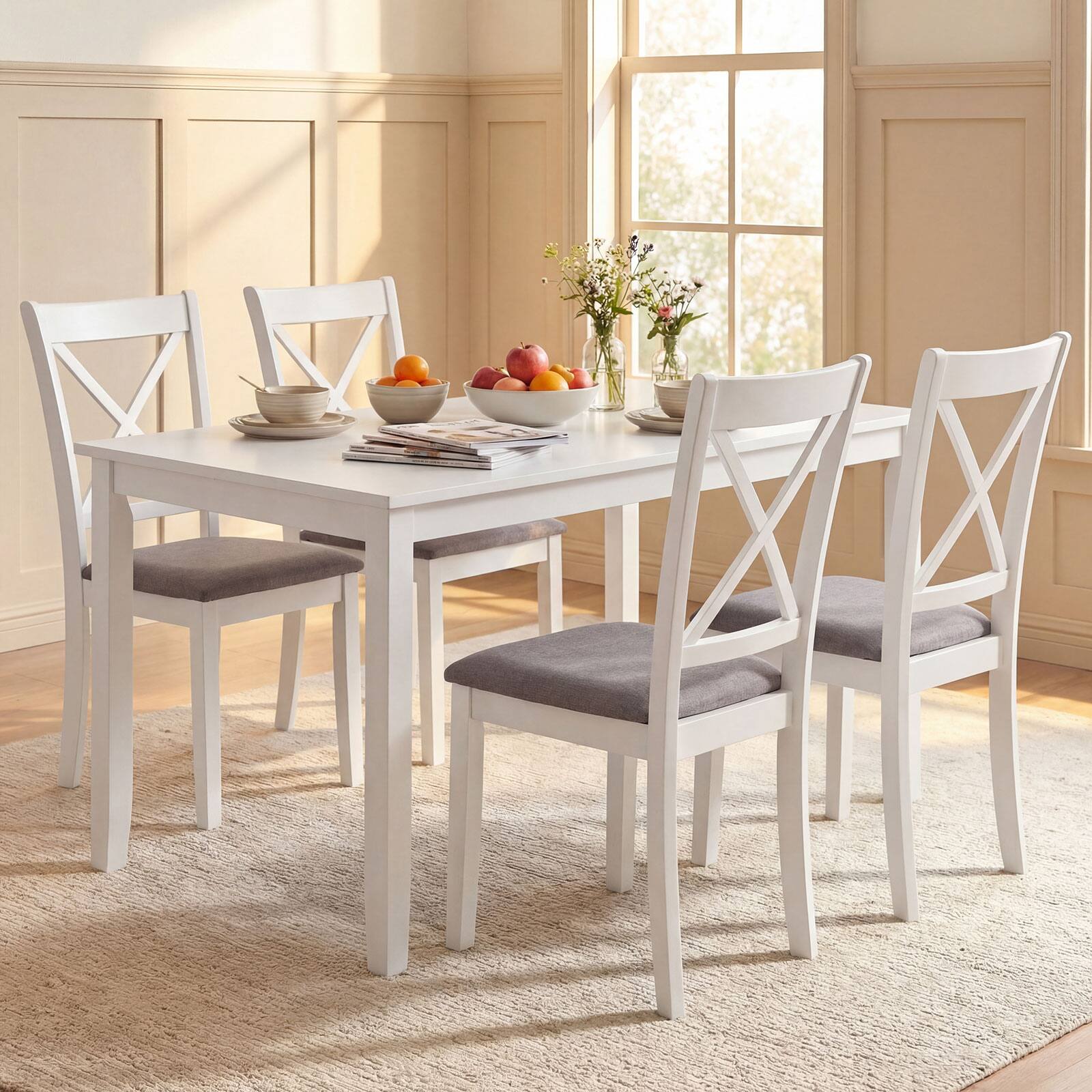 Alt View 1. Gymax - Gymax Dining Chairs Set of 4 w/Comfortable Backrest & Padded Seat for Living Room - White.