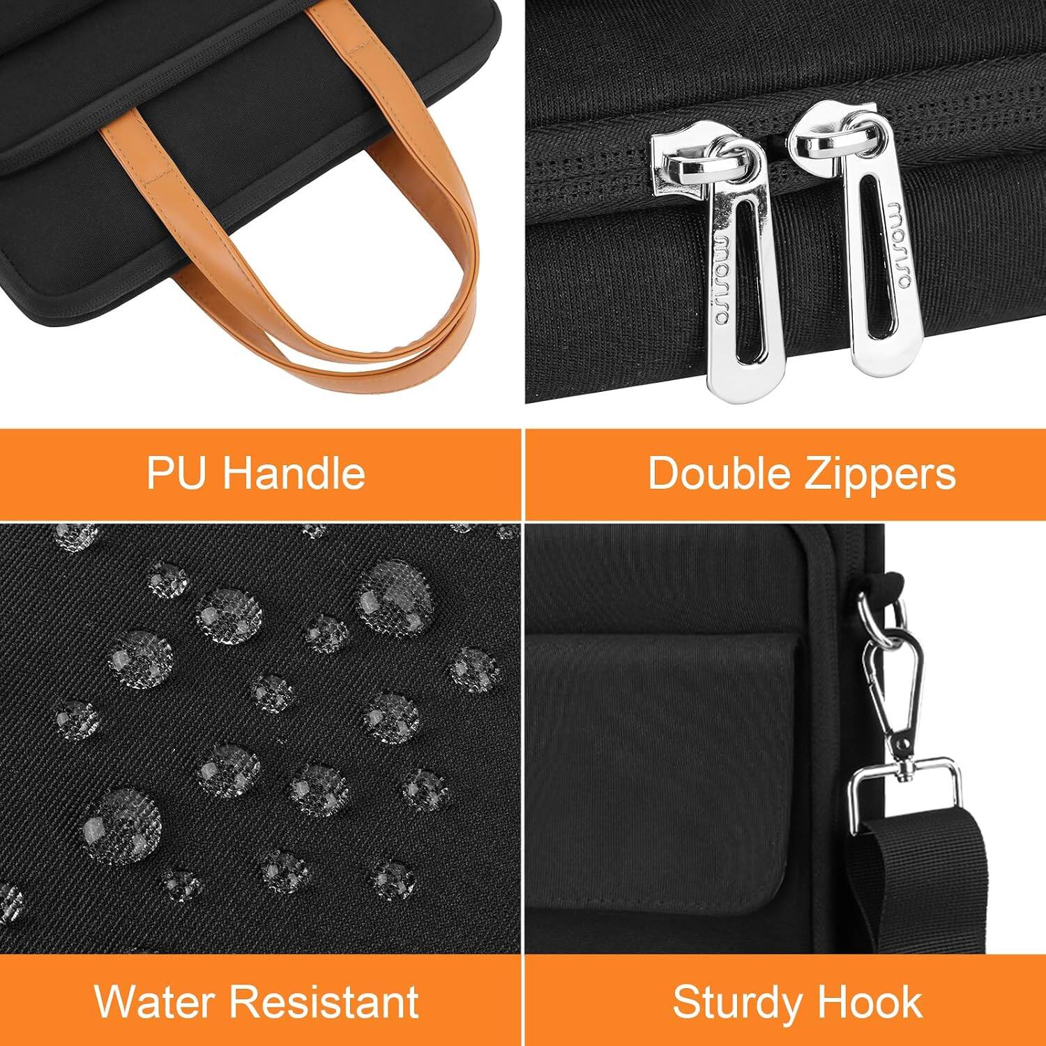 - PU Handle
- Double Zippers
- Water Resistant
- Sturdy Hook