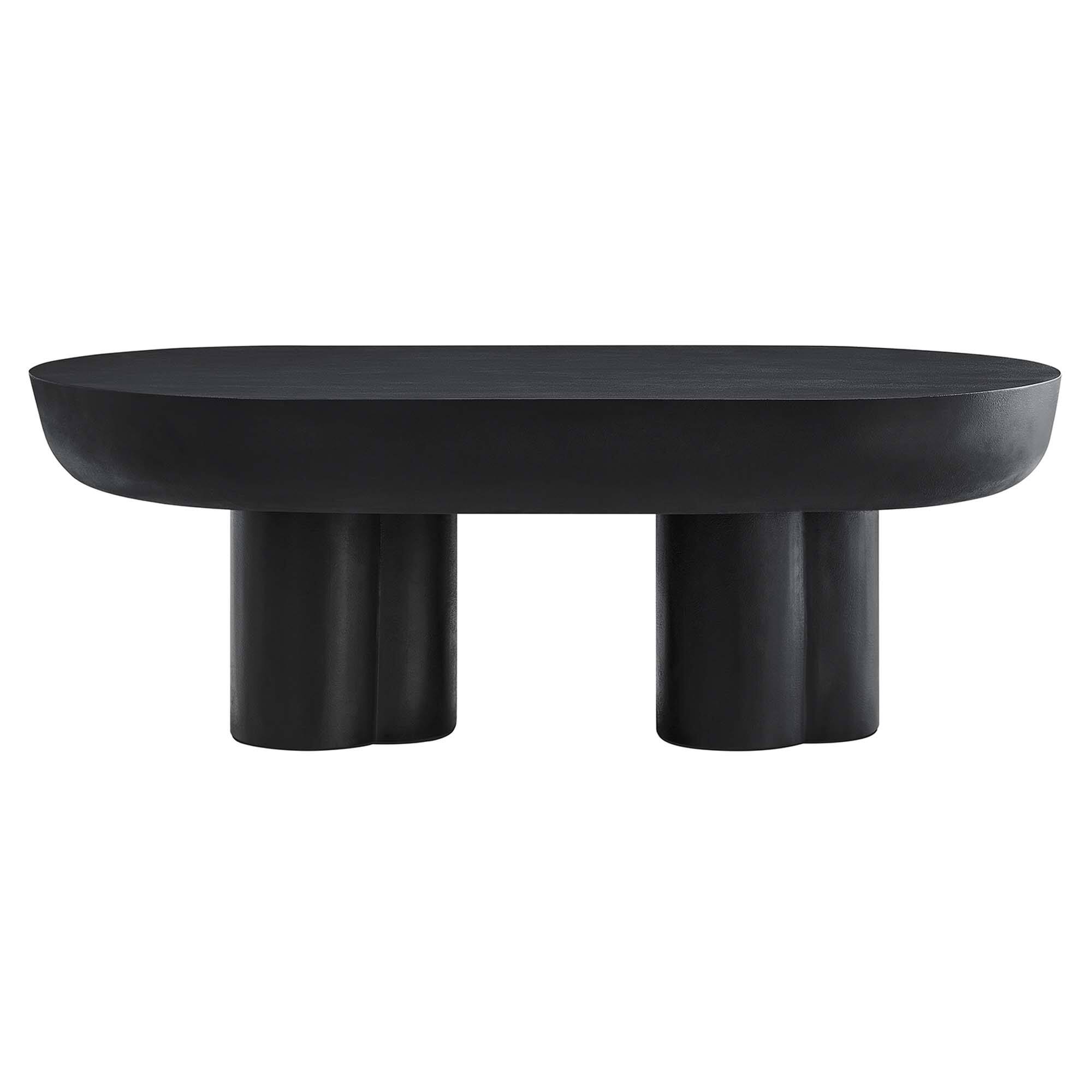 Angle. Modway - Caspian Oval Concrete Coffee Table by Modway - Black.