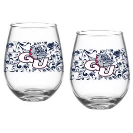 Indigo Falls - Gonzaga Bulldogs Two-Pack 15oz. Floral Stemless Glass Set - Multicolor