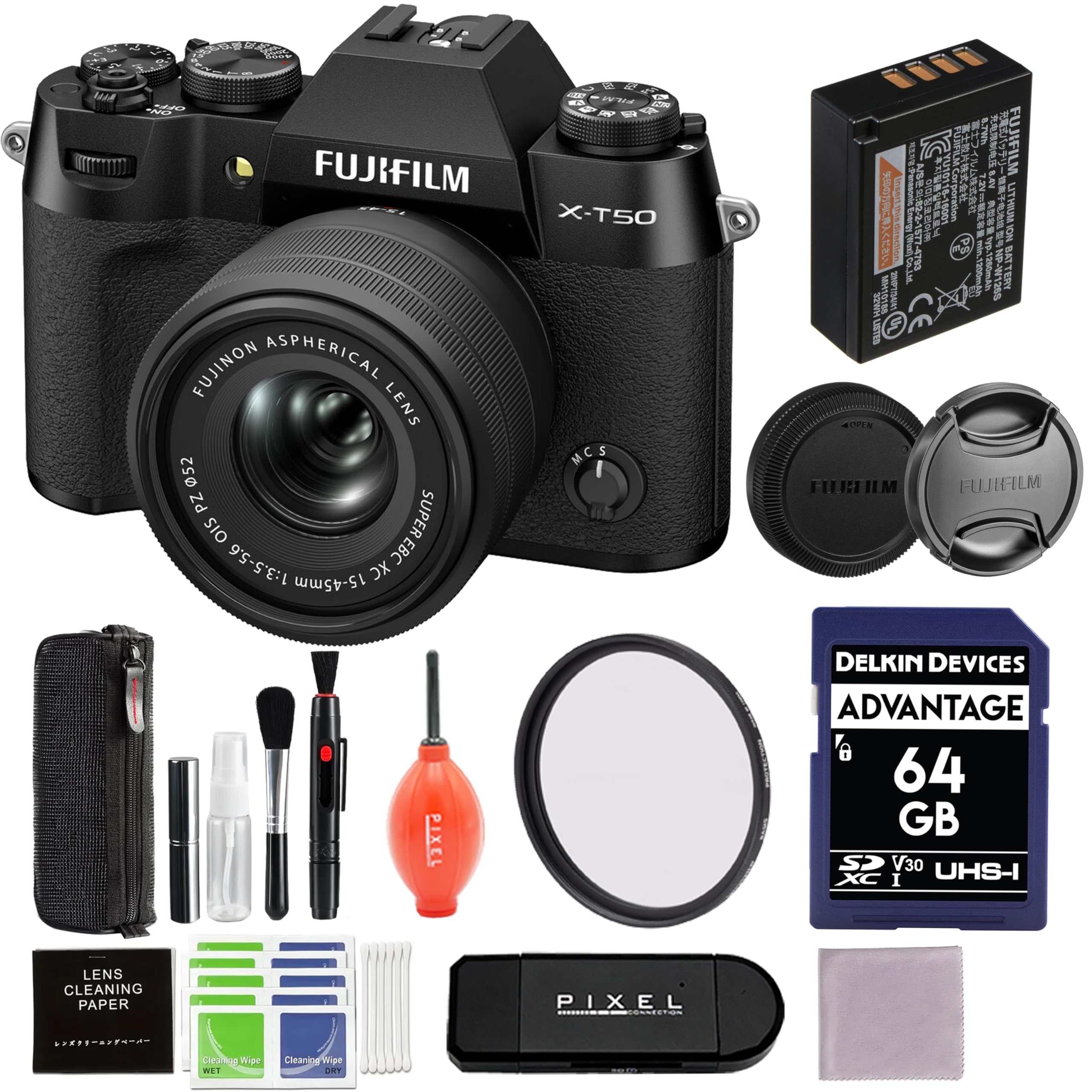 Fujifilm - X-T50 Mirrorless Camera with 15-45mm Lens (Black) Bundle with 52MM Protection Filter and Accessories price history on PriceWatchPro