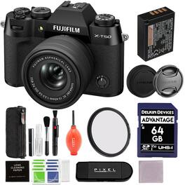 Bundle - Fujifilm - X-T50 Mirrorless Camera with 15-45mm Lens (Black) with 52MM Protection Filter and Accessories