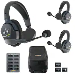 Eartec - UL3S UltraLITE Full Duplex Wireless Headset Communication for 3 Users - 3 Single Ear Headsets - Gray