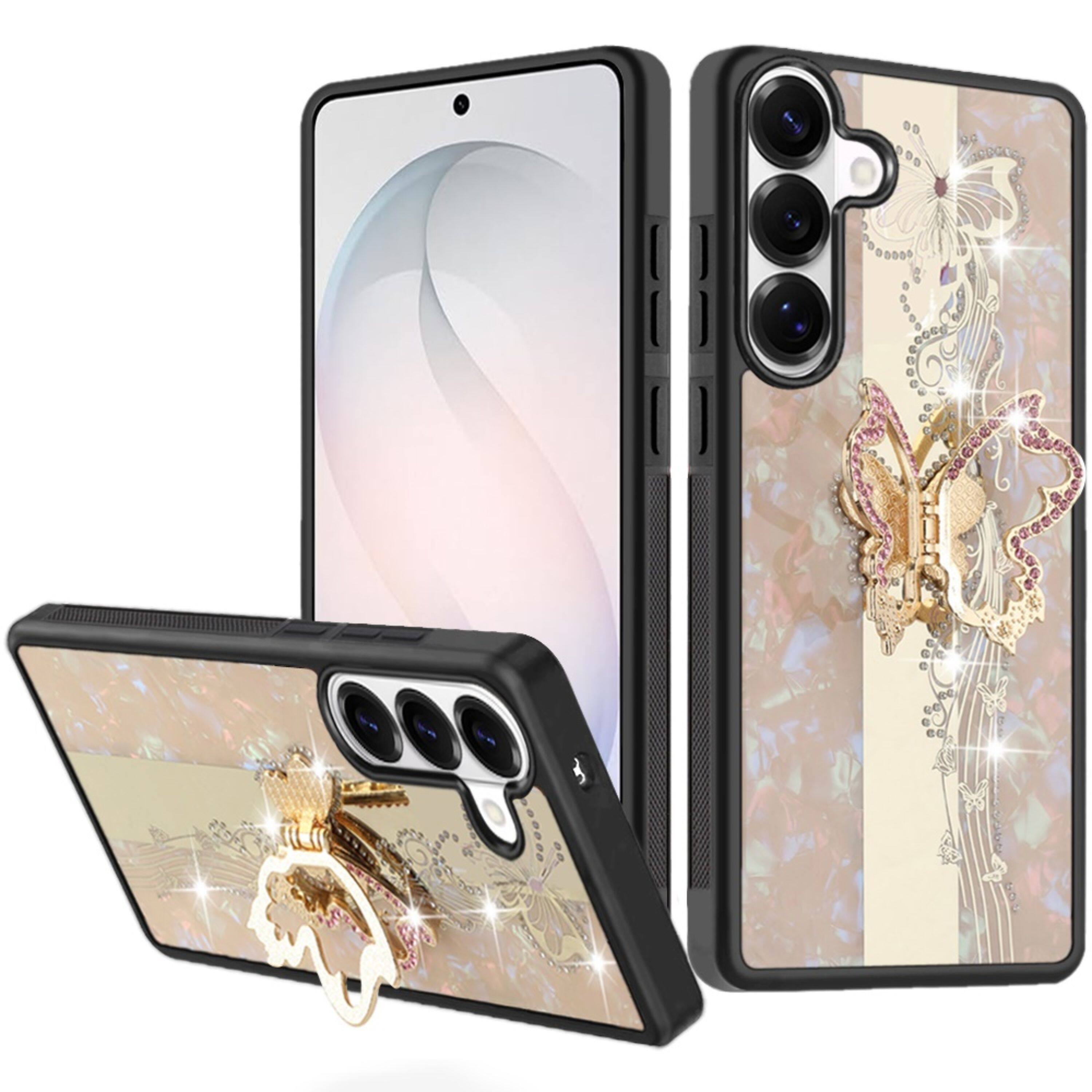 Kitcheniva - Rhinestone Bling Decor Glitter Cover Plus Tempered Glass For Samsung S26 Enchanted Butterfly - Gold price history on PriceWatchPro