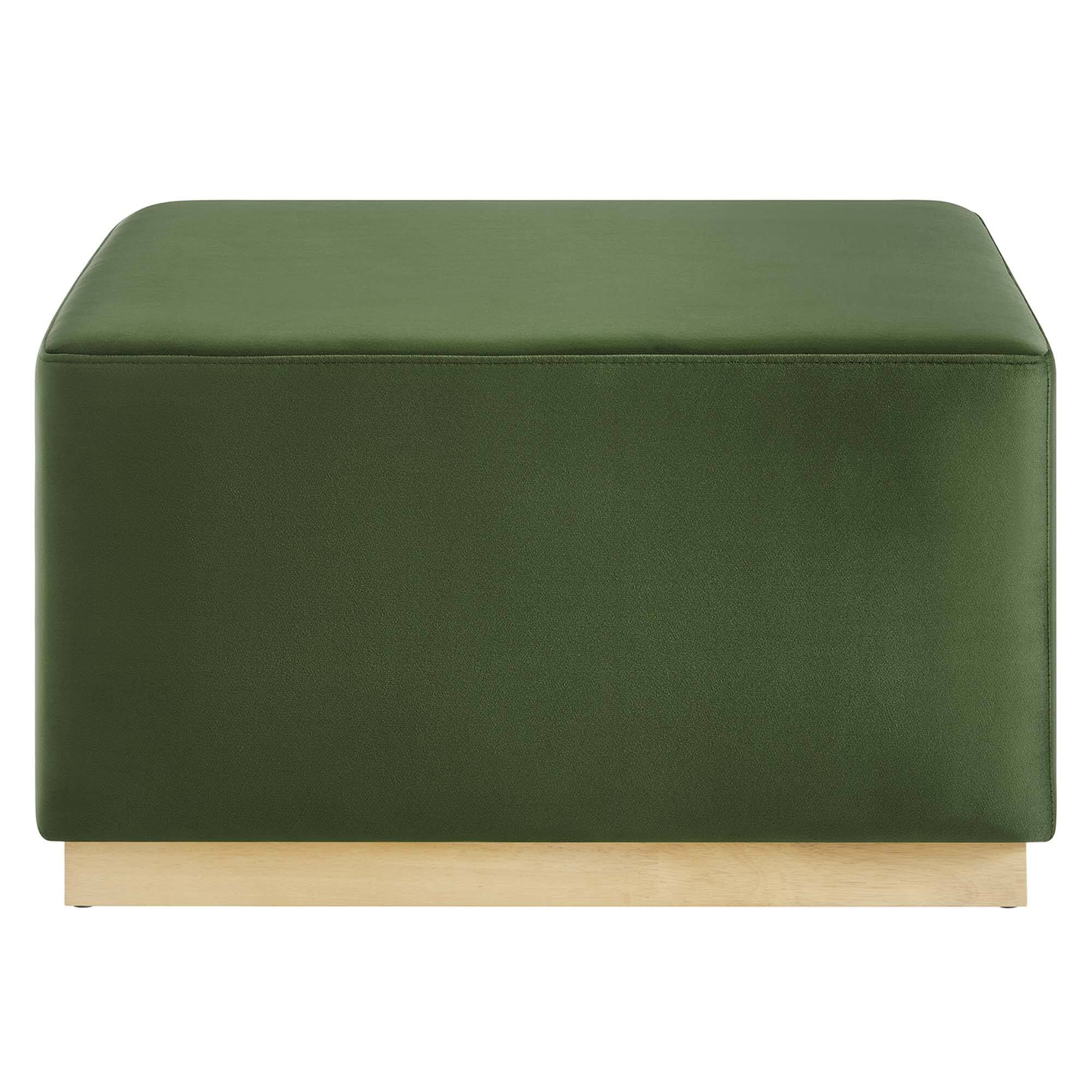 Alt View 4. Modway - Tilden Large 28" Square Performance Velvet Upholstered Ottoman by Modway - Moss Green Natural.
