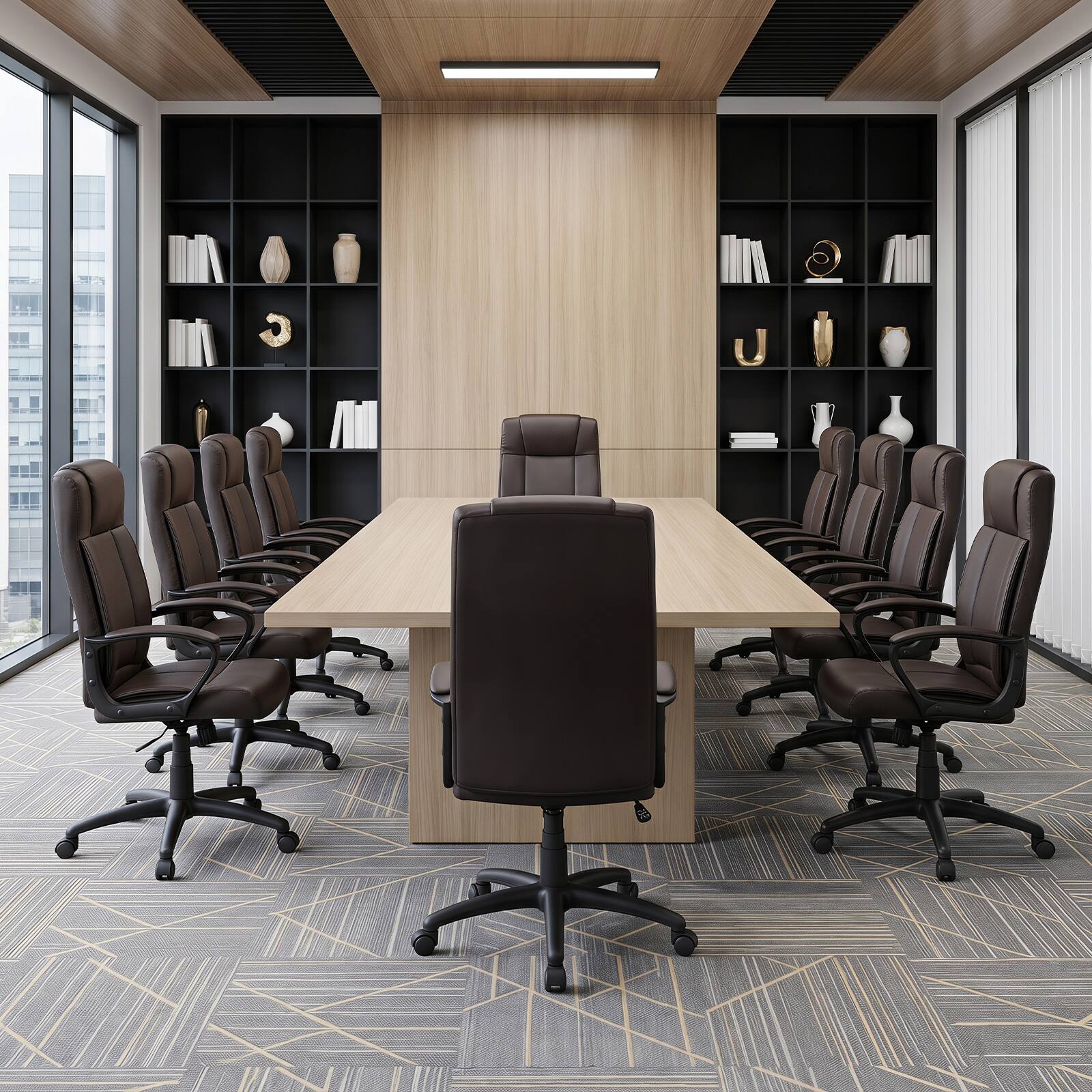 Alt View 6. Gymax - Gymax 2PCS Faux Leather Office Chair Computer Desk Chair w/Rocking Function for Office Brown - Brown.