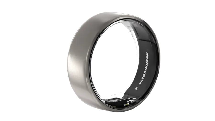 Alt View 6. Ultrahuman - Ring AIR - Smart Ring - Size Before You Buy -  Size 12 - Raw Titanium.