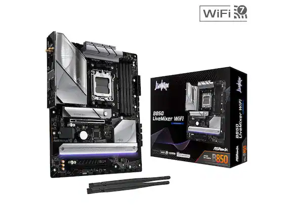 7 WiFi Q RoHS FC C LA BLAZING M2 BALIL a Aed WEFY UveMtier DBRD Los JMw B850 LiveMixer WiFi WIF 3 HOMI /SRock IOMA RYZEN B850 HORTANI Aelaker WiFi B850 LiveMixer /SRock B850