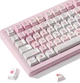Womier - PBT Keycaps Set,Custom Ceramic Coating Cherry Profile for 100% 75% 65% 60% TKL US Layout Mechanical Keyboard - Pink
