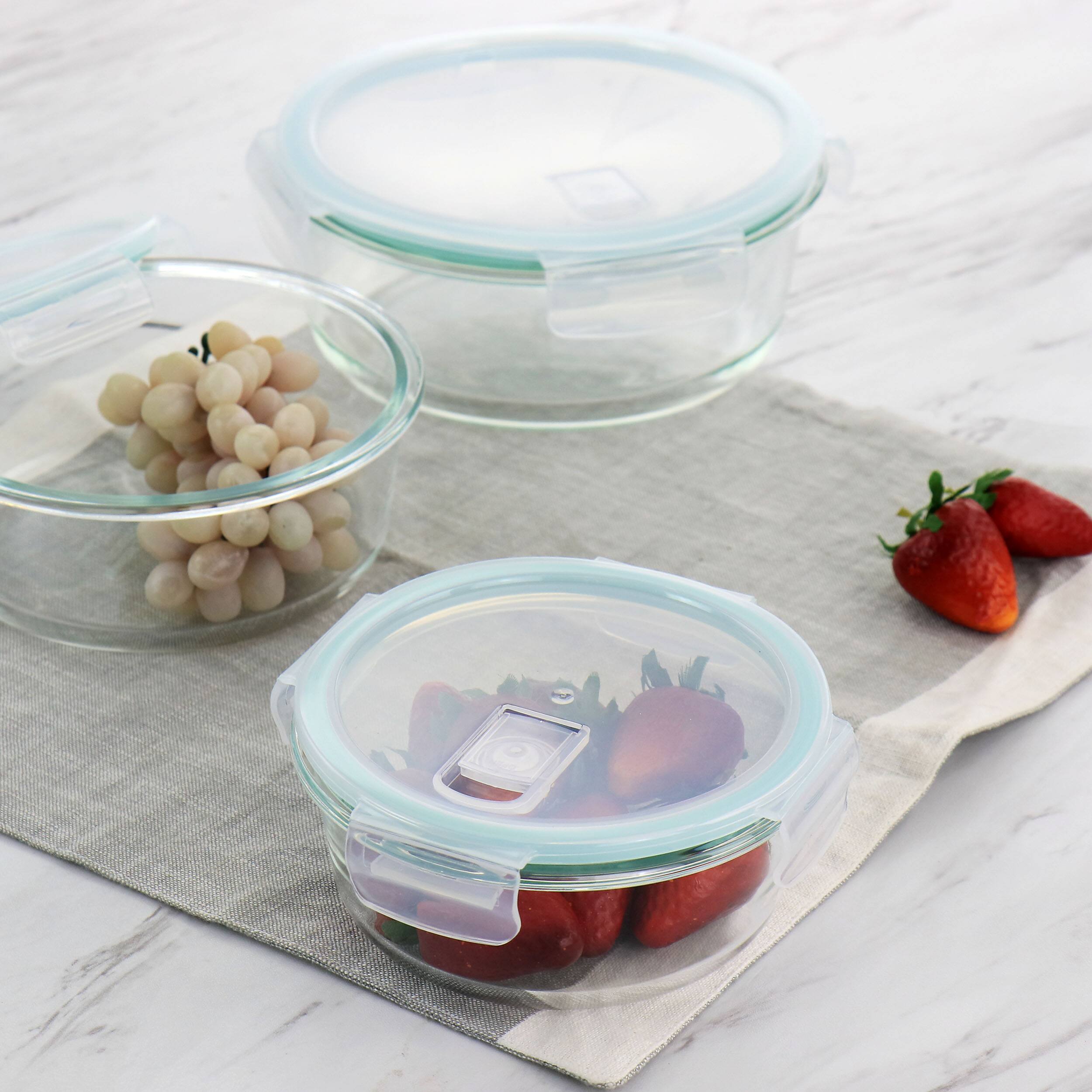 Alt View 3. Martha Stewart - Martha Stewart 6 Piece Round Glass Storage Containers with Leak Proof Lids - Clear.