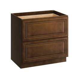 Boyel Living - 36 Inch 2 Drawer Base Cabinet with Solid Wood Door and Soft-Close Design - Dark Caramel