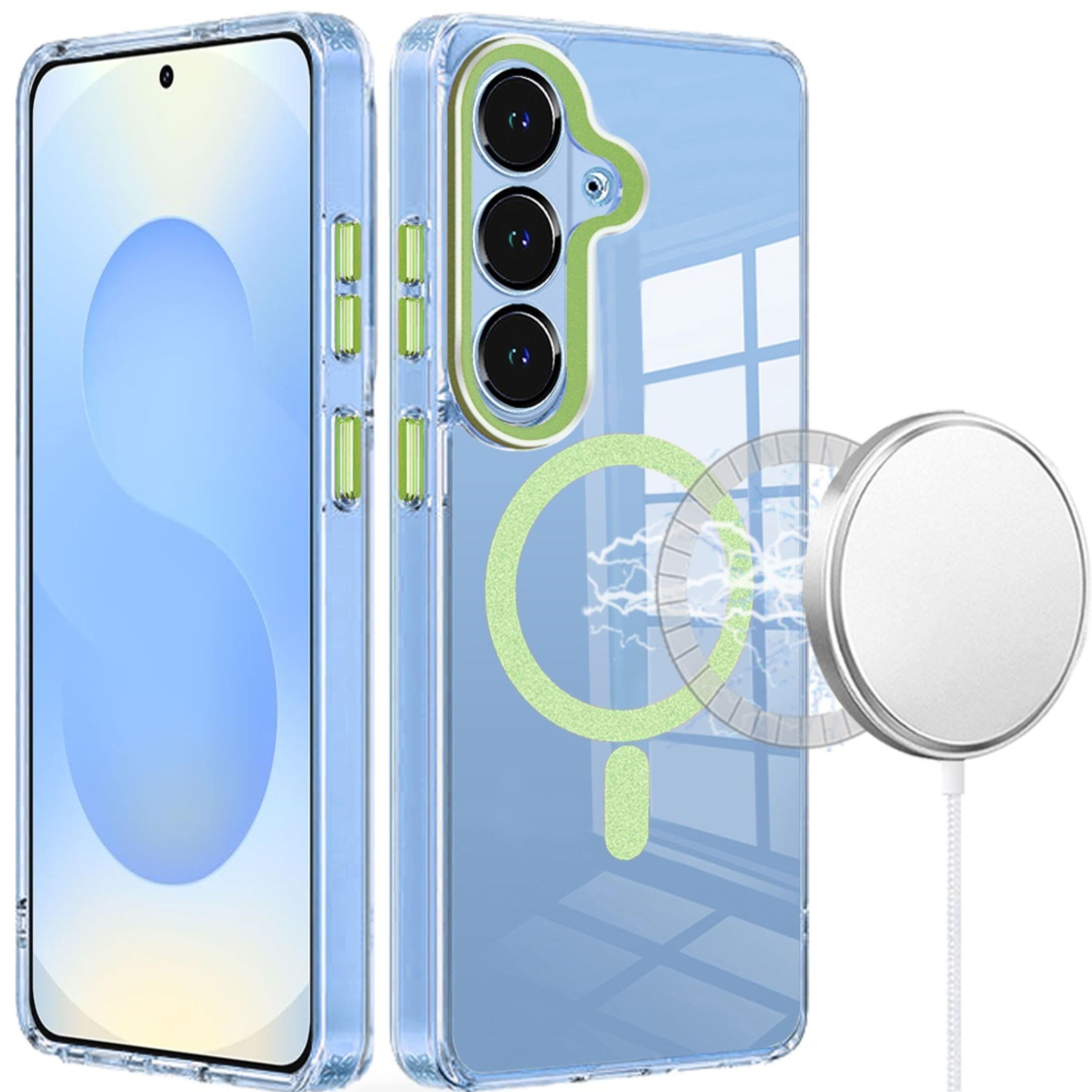 Kitcheniva - Magnetic Circle Matching Color Trim Plus Tempered Glass For Samsung S25/S24 - Light Green price history on PriceWatchPro
