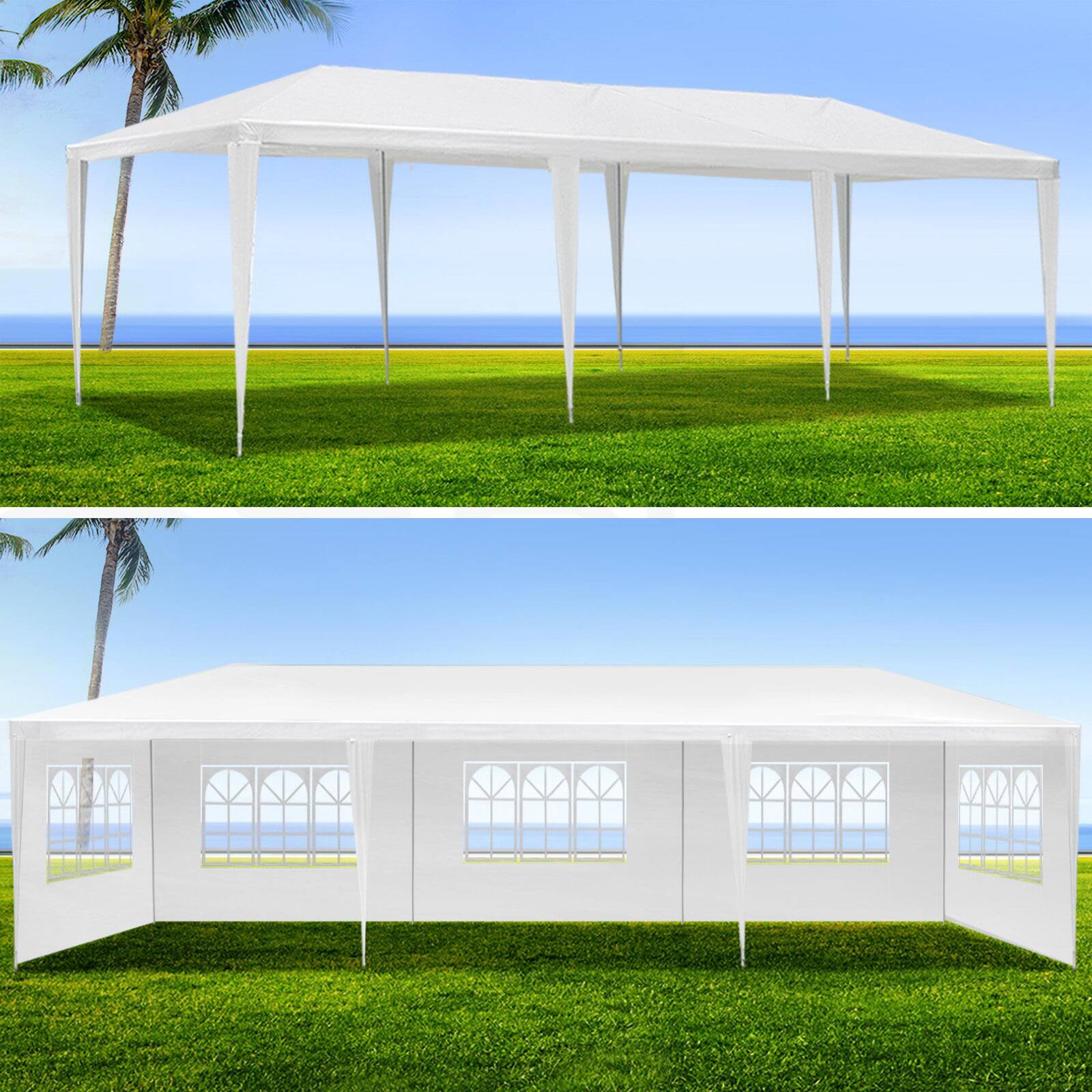 Back. Tiramisubest - 10x30' Outdoor Garden Gazebo Wedding Party Tent Canopy Marquee with 8 Removable Sidewalls - White.