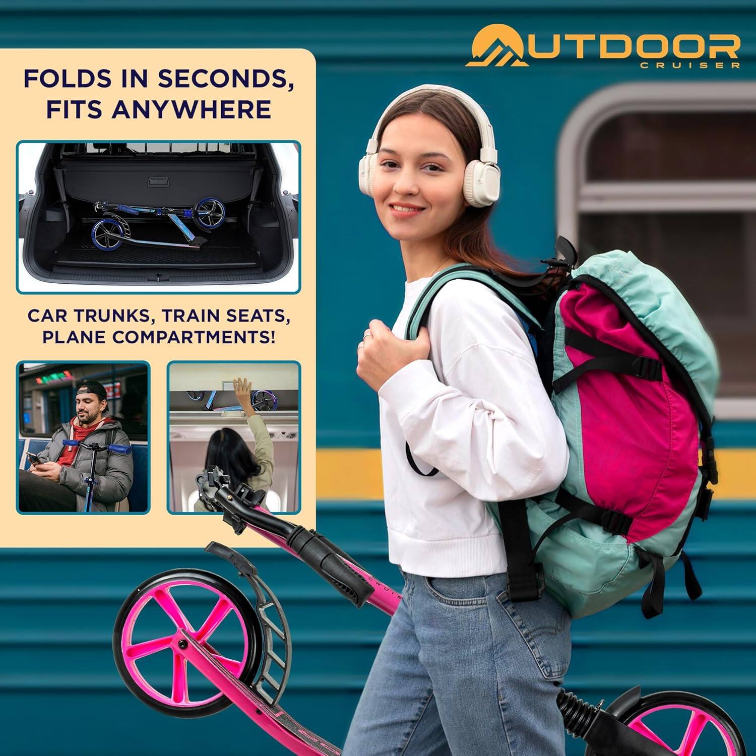 FOLDS IN SECONDS, FITS ANYWHERE

CAR TRUNKS, TRAIN SEATS, PLANE COMPARTMENTS!