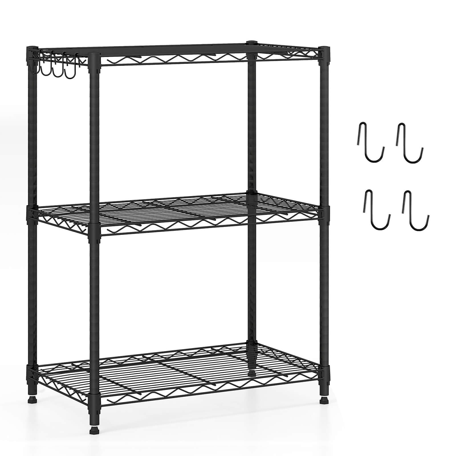 Alt View 9. Costway - Costway 3-Tier Metal Storage Shelving Unit 450 LBS Storage Organizer with V-Shaped Rack - Black.