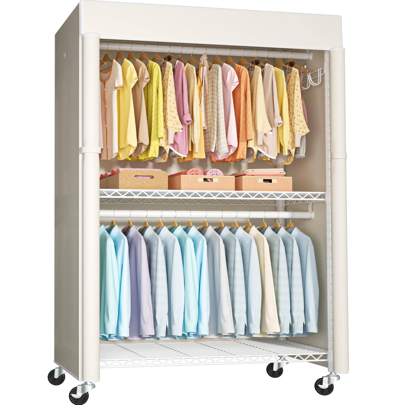 White Rack with Beige Cover