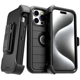 RomeTech - Shockproof Holster Cell Phone Case for Apple iPhone 15 Pro Max - Black