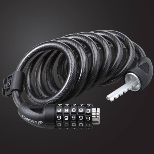 Alt View 5. Fosmon - 6FT Bike Lock Cable, Anti Theft 5-Digit Combination Lock, Bicycle Lock with Mounting Bracket, Bike Chain & Lock - Black.