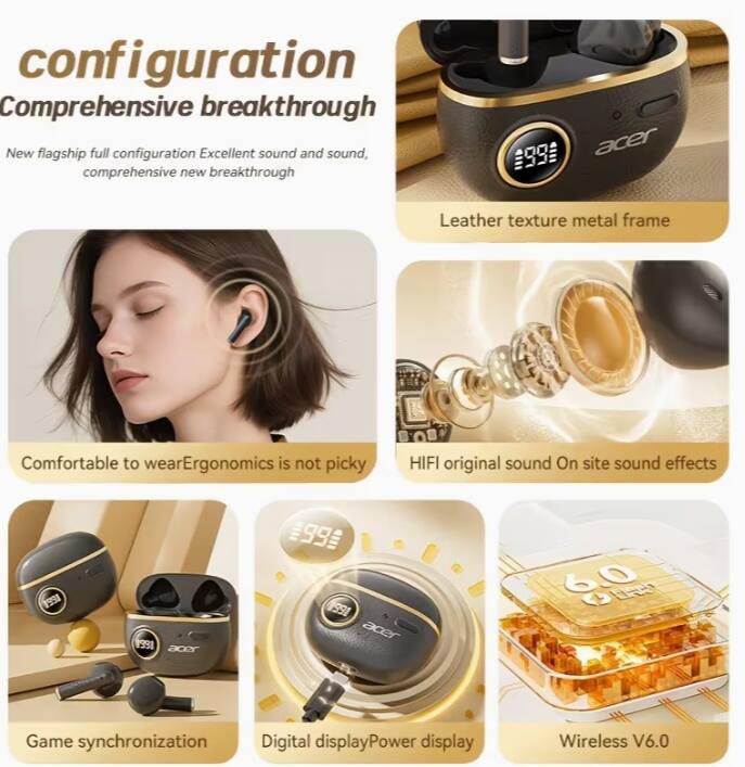 configuration  
Comprehensive breakthrough  
New flagship full configuration Excellent sound and sound, comprehensive new breakthrough  

Leather texture metal frame  

Comfortable to wear Ergonomics is not picky  

HIFI original sound On site sound effects  

Game synchronization  

Digital display Power display  

Wireless V6.0
