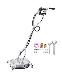 VEVOR - 18" Pressure Washer Surface Cleaner, Stainless Steel Pressure Washer Attachments with 4 Wheels, 4000 Max PSI - Silver