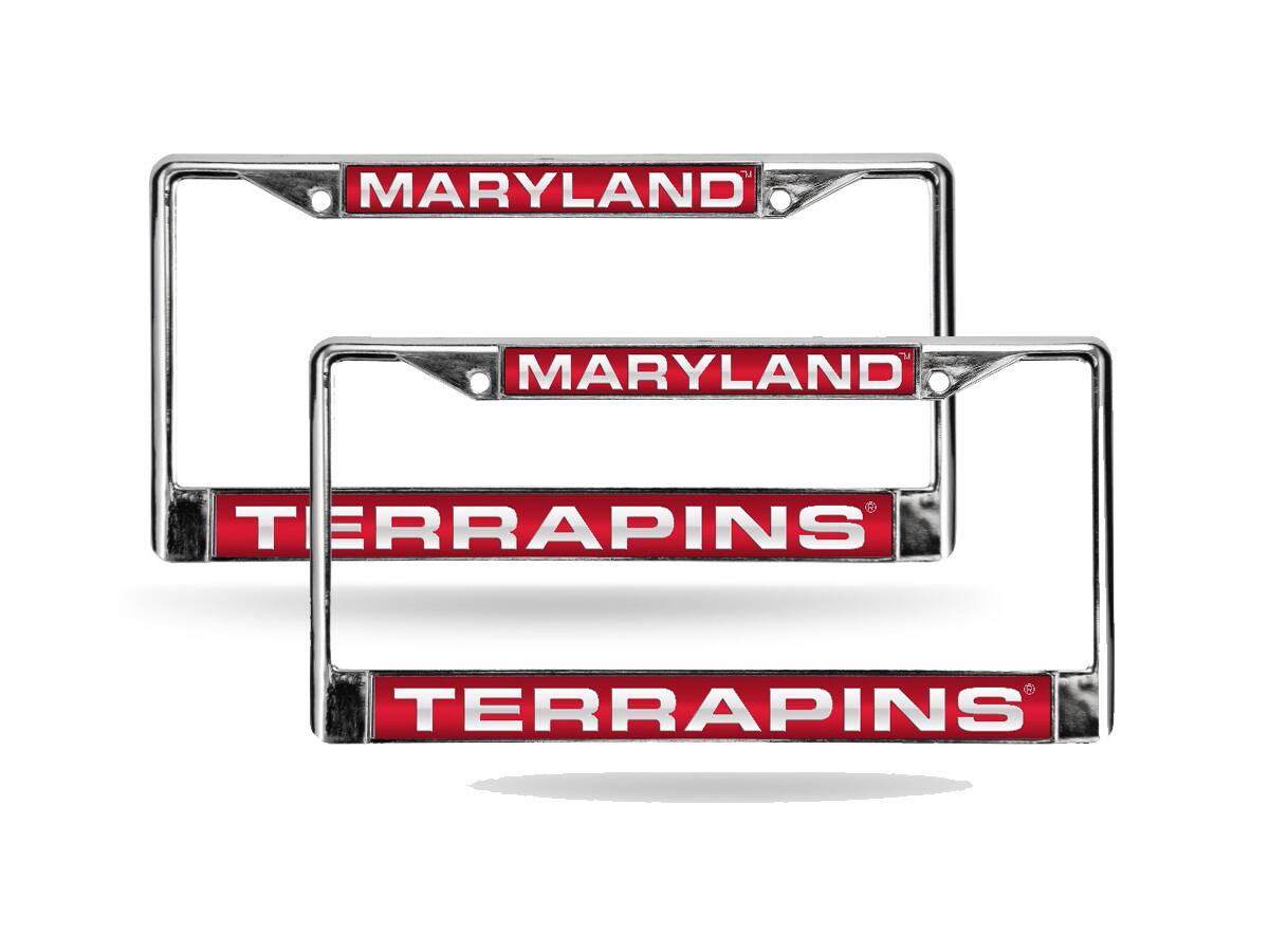 Maryland Terrapins Chrome Metal Laser Cut License Plate Frame - Set of 2 Frames