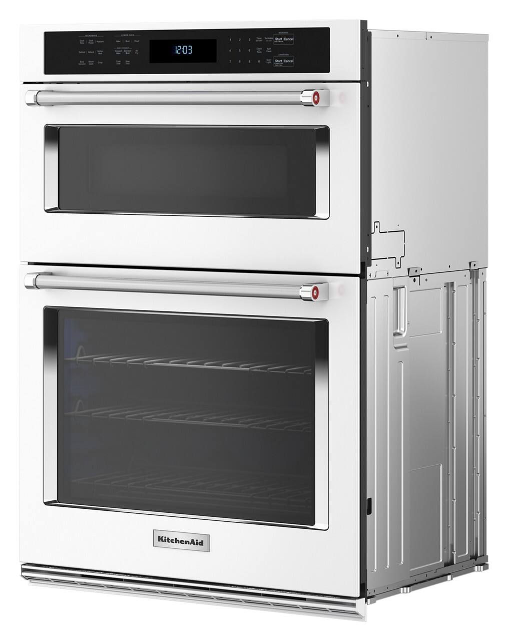 Alt View 1. KitchenAid - 30" Built-In Electric Convection Double Wall Combination with Microwave and Air Fry Mode - White.